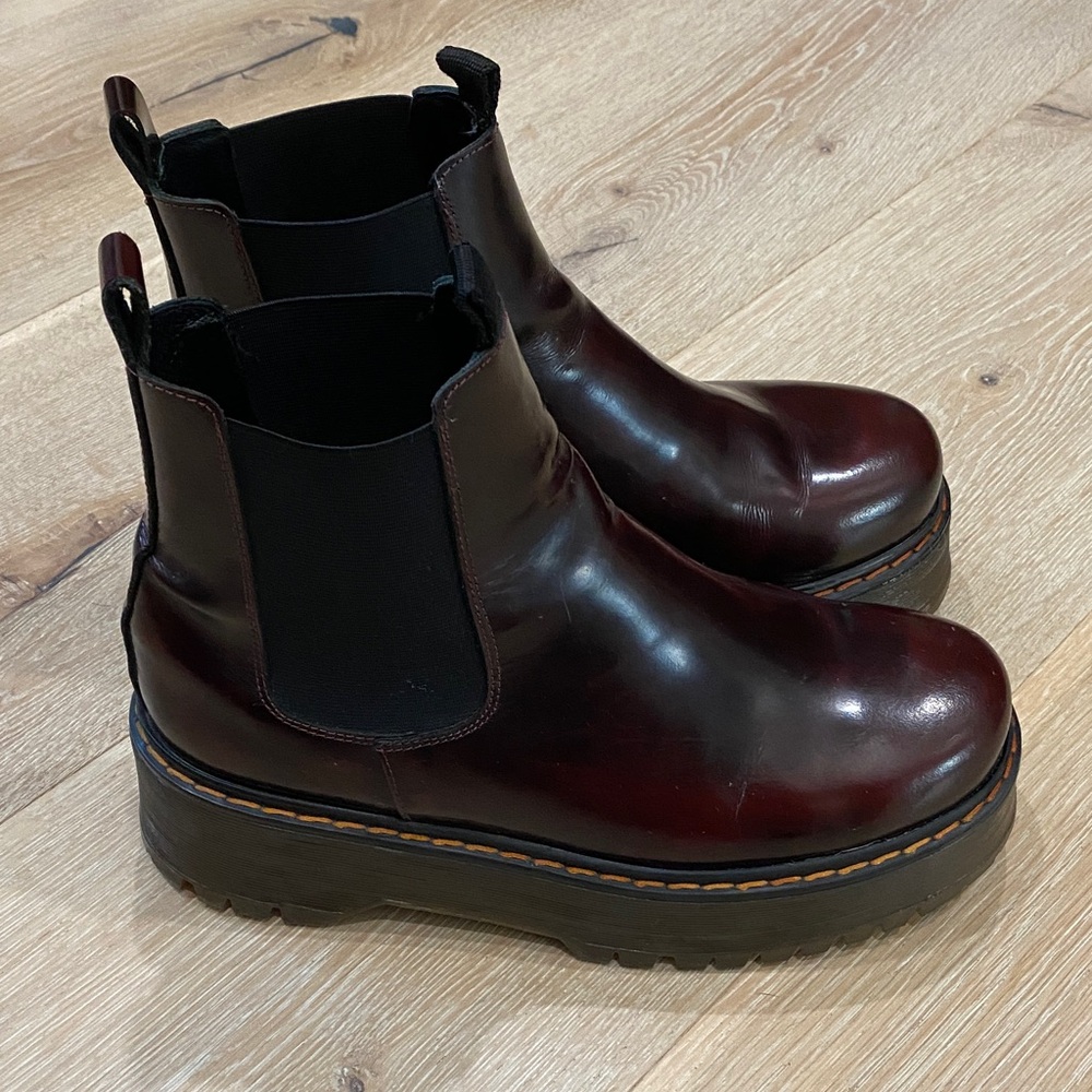 Free People Black Cherry Platform Chelsea Boots